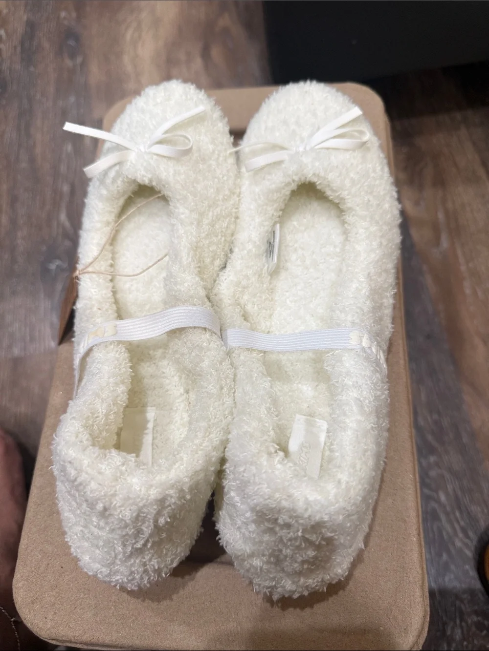 SKIMS Cream Fuzzy Spa Ballet Slippers